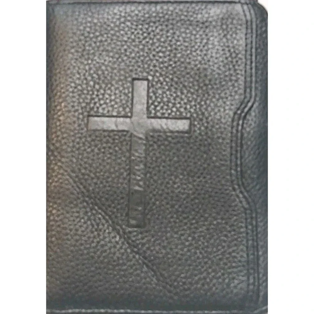 Cutter & Buck Passport Wallet Organizer Religious Cross Black Leather  6